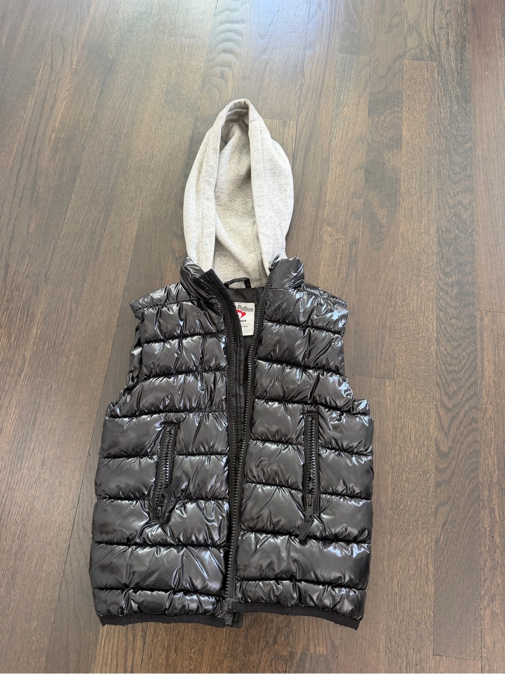 Appaman Black Puffer Vest with Light Gray Hood